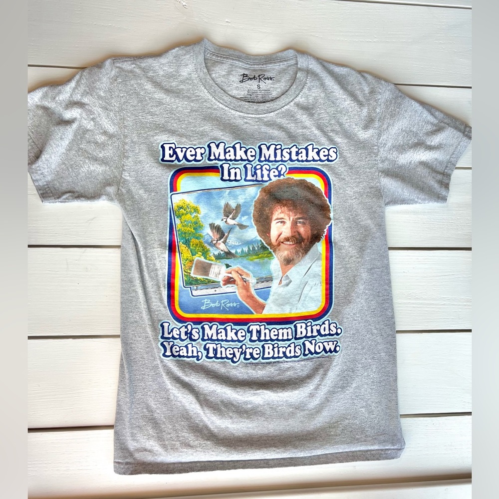 BOB ROSS Gray Graphic Tee Size Small